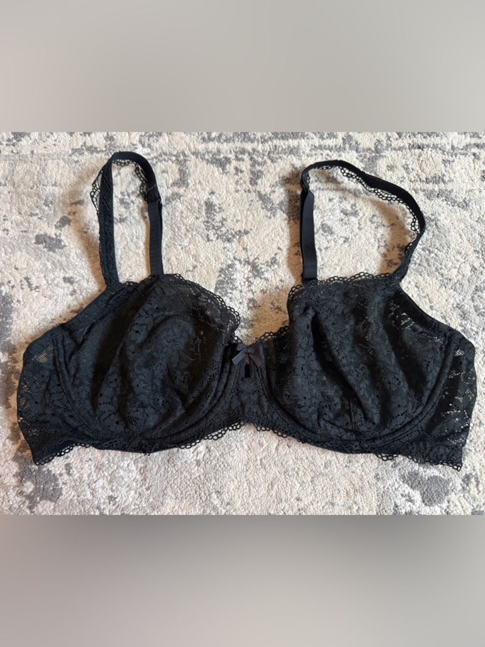 Gilligan & O'Malley Black Lace Underwire Bra with Bow Detail